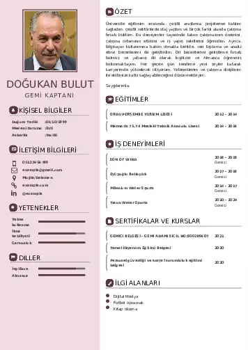 Gemi Kaptanı CV Örnekleri cv indir